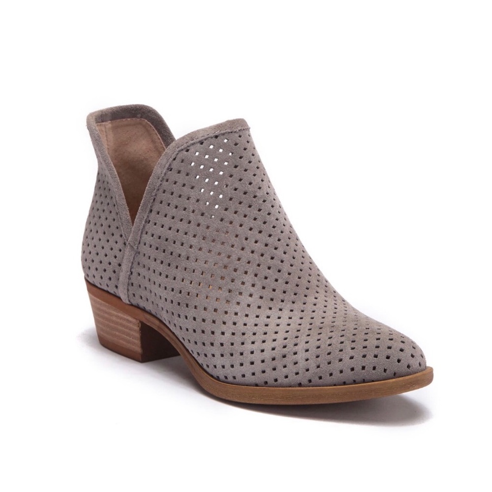 Lucky Brand Brooklin Perforated Suede Bootie Grey